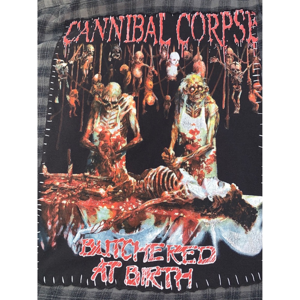 Vans Cannibal Corpse Custom Reworked Plaid Shirt Mens Large Butchered At Birth L